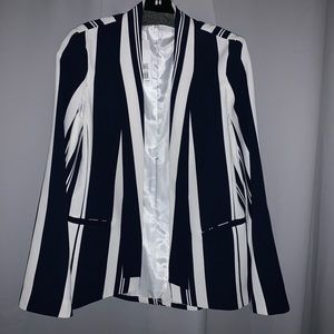 White and Navy Cape Blazer